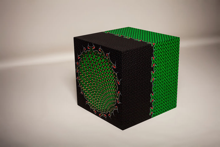 Aisha Khalid, You appear in me, I in you - II,&nbsp;2015,&nbsp;Gouache on paper, gold leaf, acrylic box,&nbsp;12 x 12 x 12 in