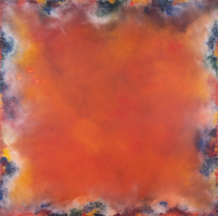 Natvar Bhavsar,&nbsp;R-DHYA,&nbsp;1972, Dry pigments with oil and acrylic mediums on canvas, 96 x 96 in&nbsp;