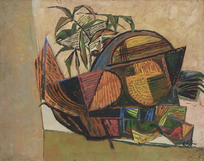 K.S. Kulkarni,&nbsp;Untitled, 1985, Acrylic on card, 22 x 28 in