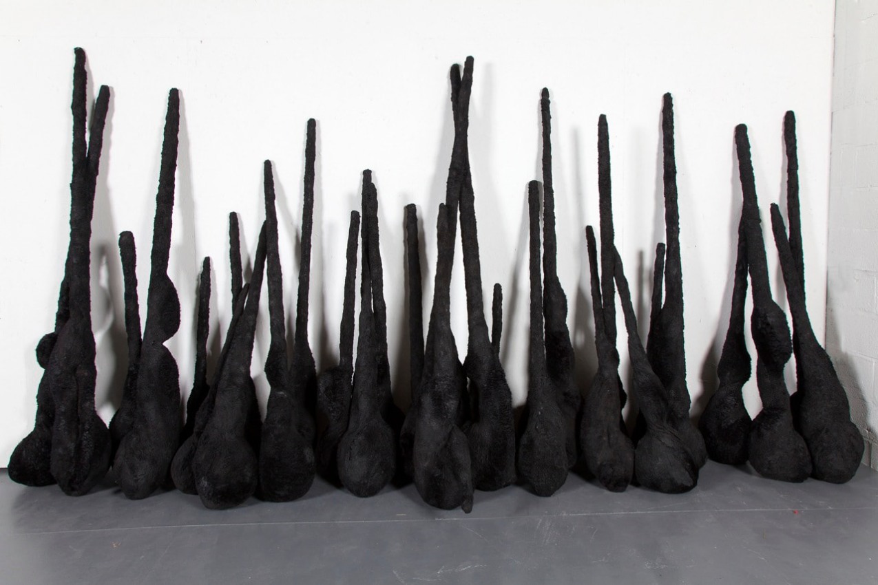 Saad Qureshi,&nbsp;In The Remains,&nbsp;2013,&nbsp;Mixed media including fabric, paint and wood, Dimensions variable