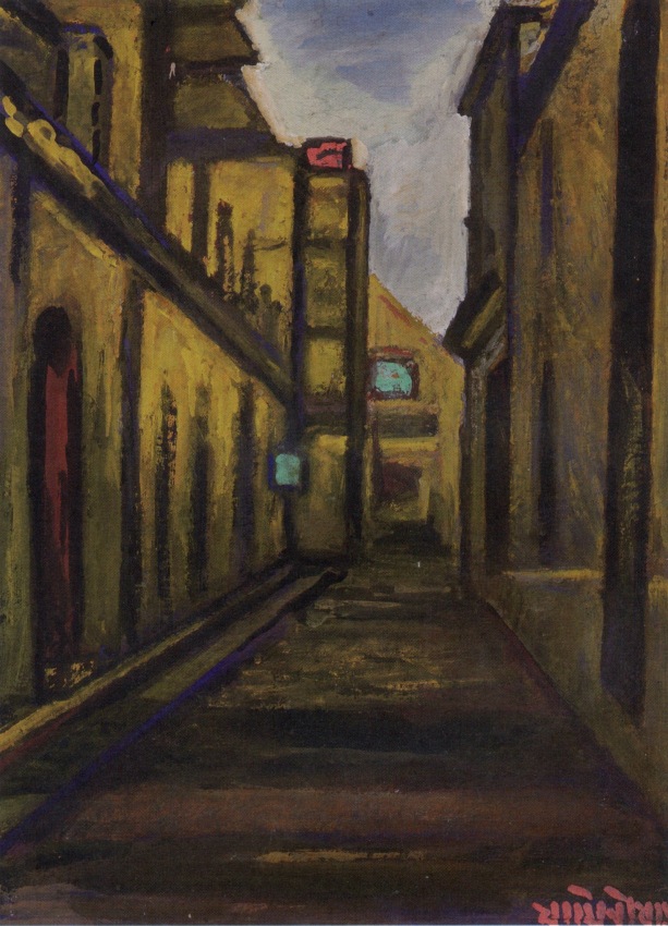 Jamini Roy,&nbsp;Untitled (Street Scene),&nbsp;Gouache on card, 24 x 17.5 in