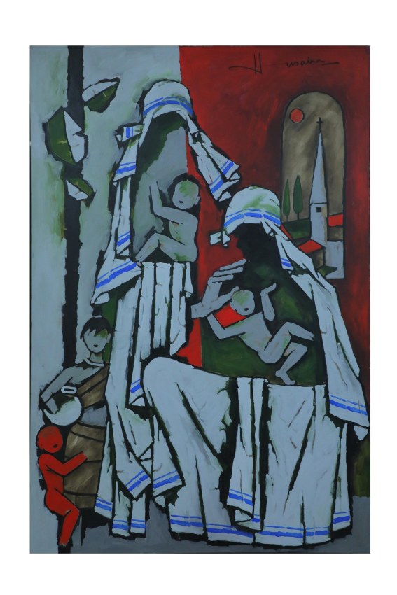 M. F. Husain, Mother Teresa, 2005, Acrylic on canvas, 64 x 43.5 in