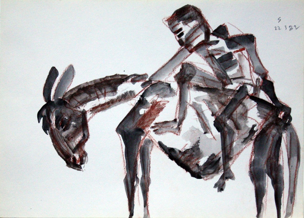 Somnath Hore,&nbsp;Rust Series 16,&nbsp;1982,&nbsp;Watercolor and crayon on paper, 10.125 x 14.25 in