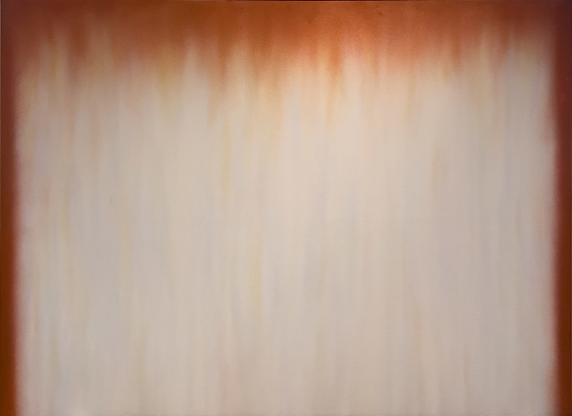 Abstract painting with orange, brown and white tones