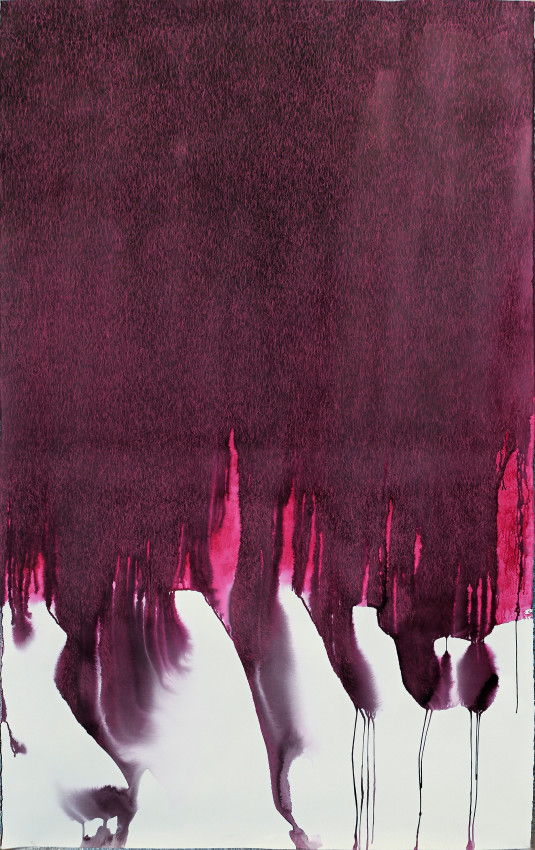 Mohammed Kazem, Soundless I,&nbsp;2015, Acrylic, ink and pastel on paper, 71 x 51 in