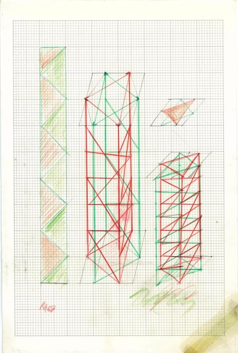 Rasheed Araeen Original Drawings for Sculpture (5-8)