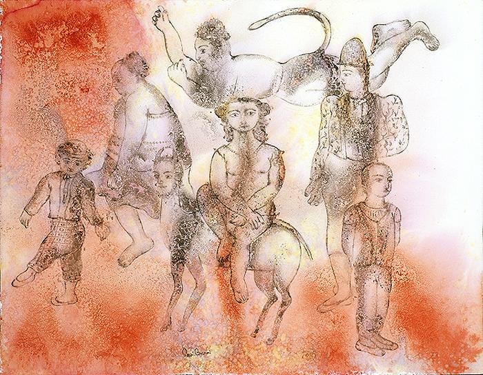 Sakti Burman HANUMAN WITH THE COMEDIANS