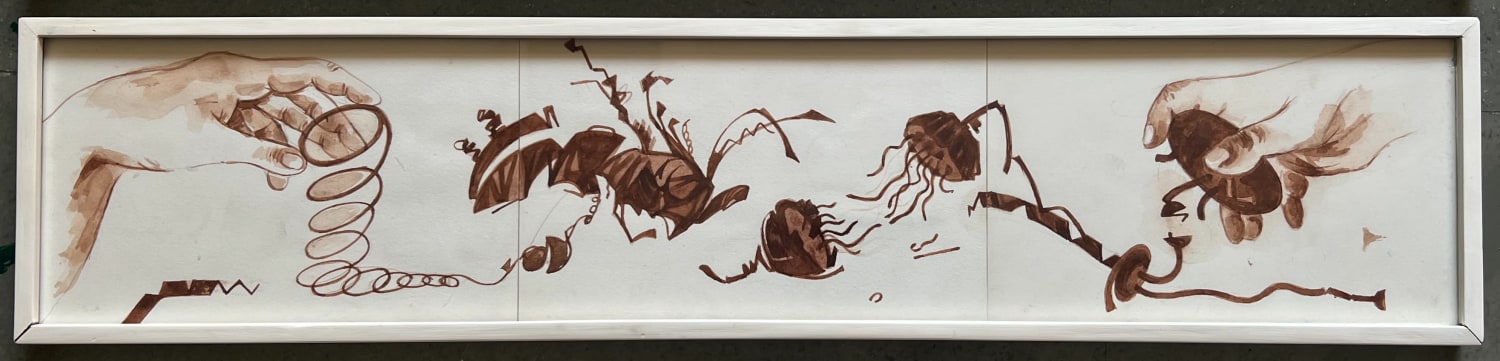 Ink on paper drawing from Shrapnel series by Veer Munshi