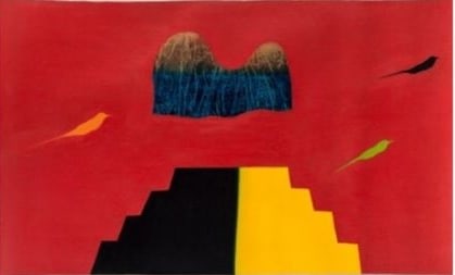 Jagdish Swaminathan, Untitled (Bird, Tree, Mountain),&nbsp;1982, Oil on canvas, 32 x 44 in
