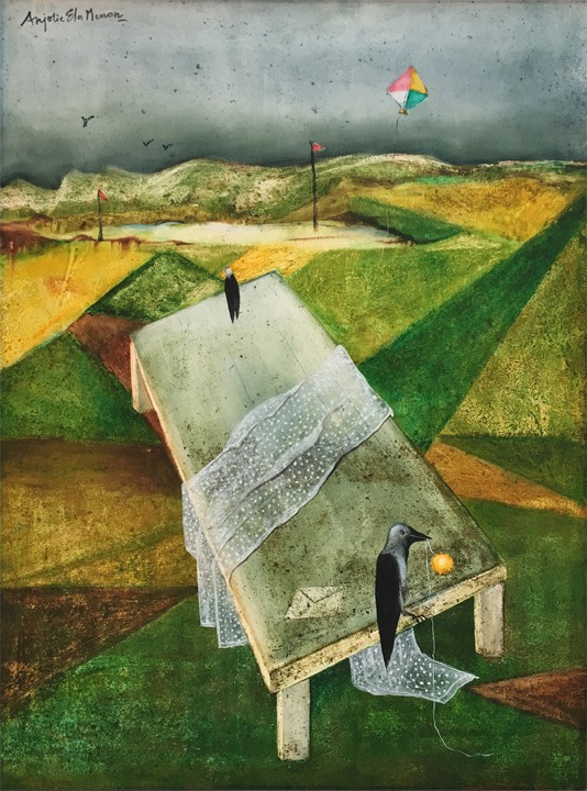 Anjolie Ela Menon,&nbsp;Malabar,&nbsp;2014,&nbsp;Oil on Masonite board, 48 x 36 in