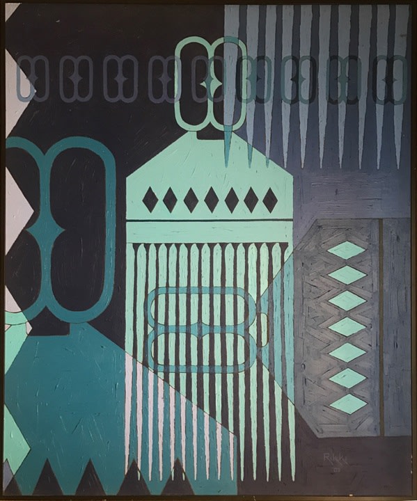 Rikki Wemega-Kwawu, Blue Symphony,&nbsp;2003,&nbsp;Acrylic on canvas,&nbsp;64 x 52.5 in