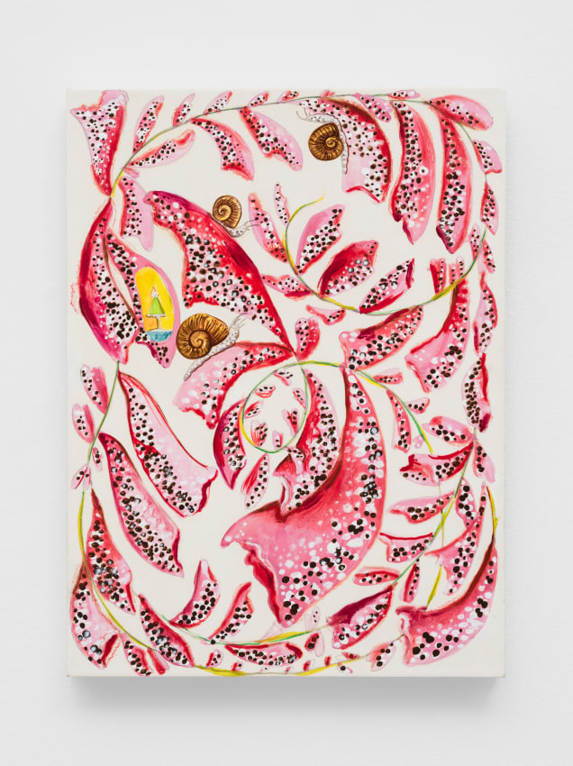 Painting of a woman inside a foxglove flower