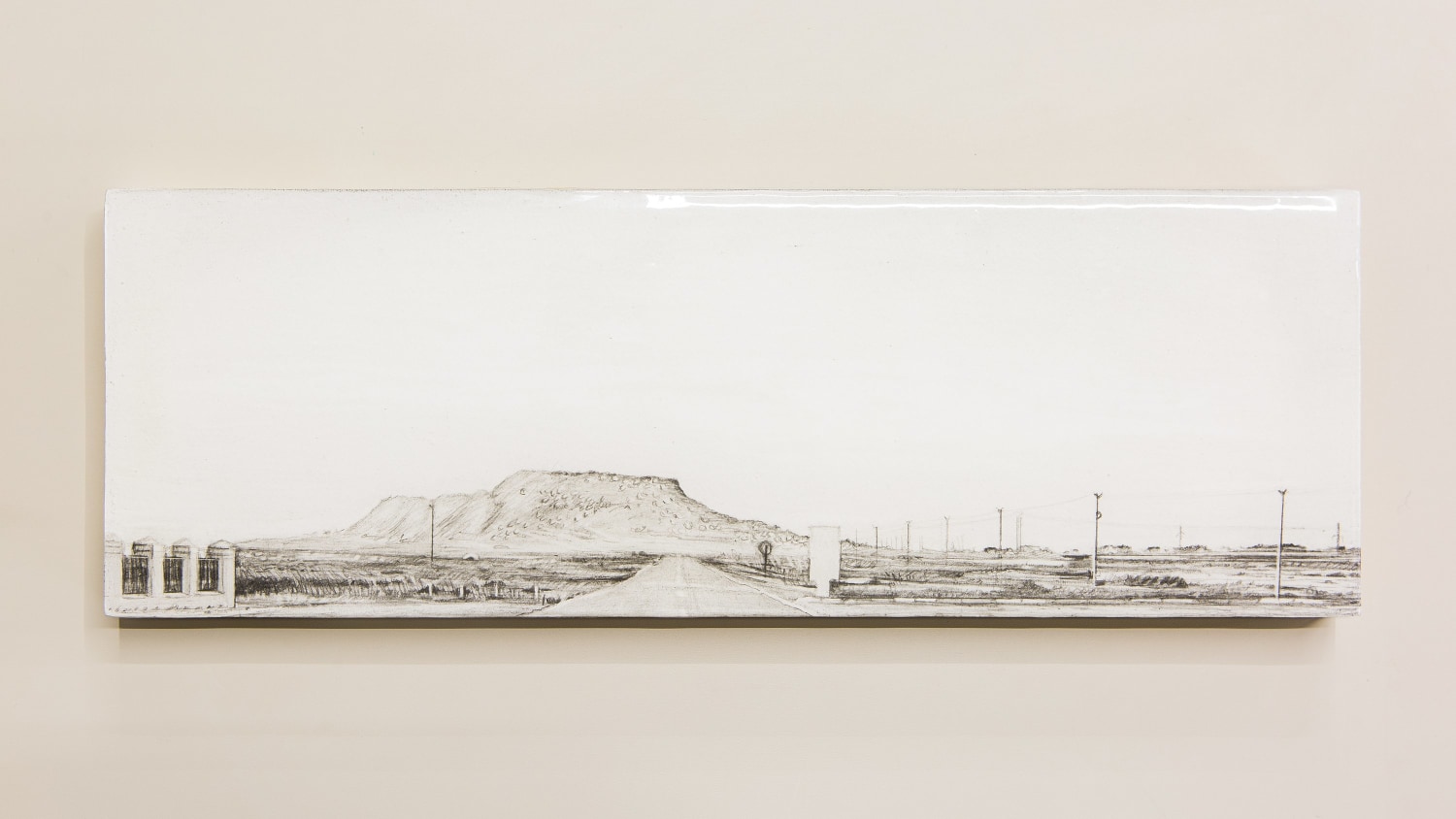 Saba Qizilbash,&nbsp;Landmarks 4,&nbsp;2018,&nbsp;graphite and epoxy on paper, mounted on wood,&nbsp;4 x 12 in