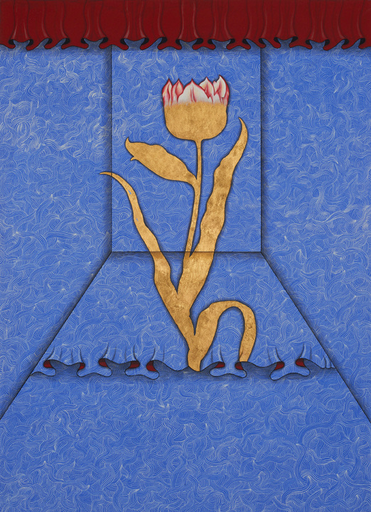 Aisha Khalid, When I am Silent,&nbsp;2017,&nbsp;Gouache and gold leaf on wasli paper,&nbsp;27.5 x 20 in