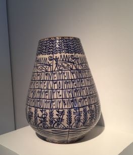 Rachid Koraichi, From the series Les Sept Stations Celestes 14, 2017, Soft-paste porcelain, blue and white oxide, 12 x 8 x 8 in