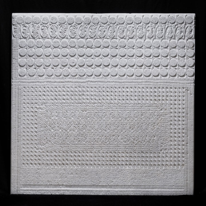 Rachid Kora&iuml;chi,&nbsp;Le Chant de l&#039;Ardent D&eacute;sir I, 2021, Alabaster, 43.31 x 43.11 in (110 x 109.5 cm)