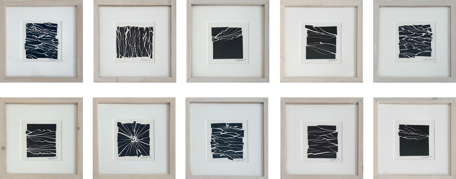 Youdhisthir Maharjan, From the series Repeated Birth, 2011-ongoing, Collagraph on paper, 5.5 x 5.5 in each