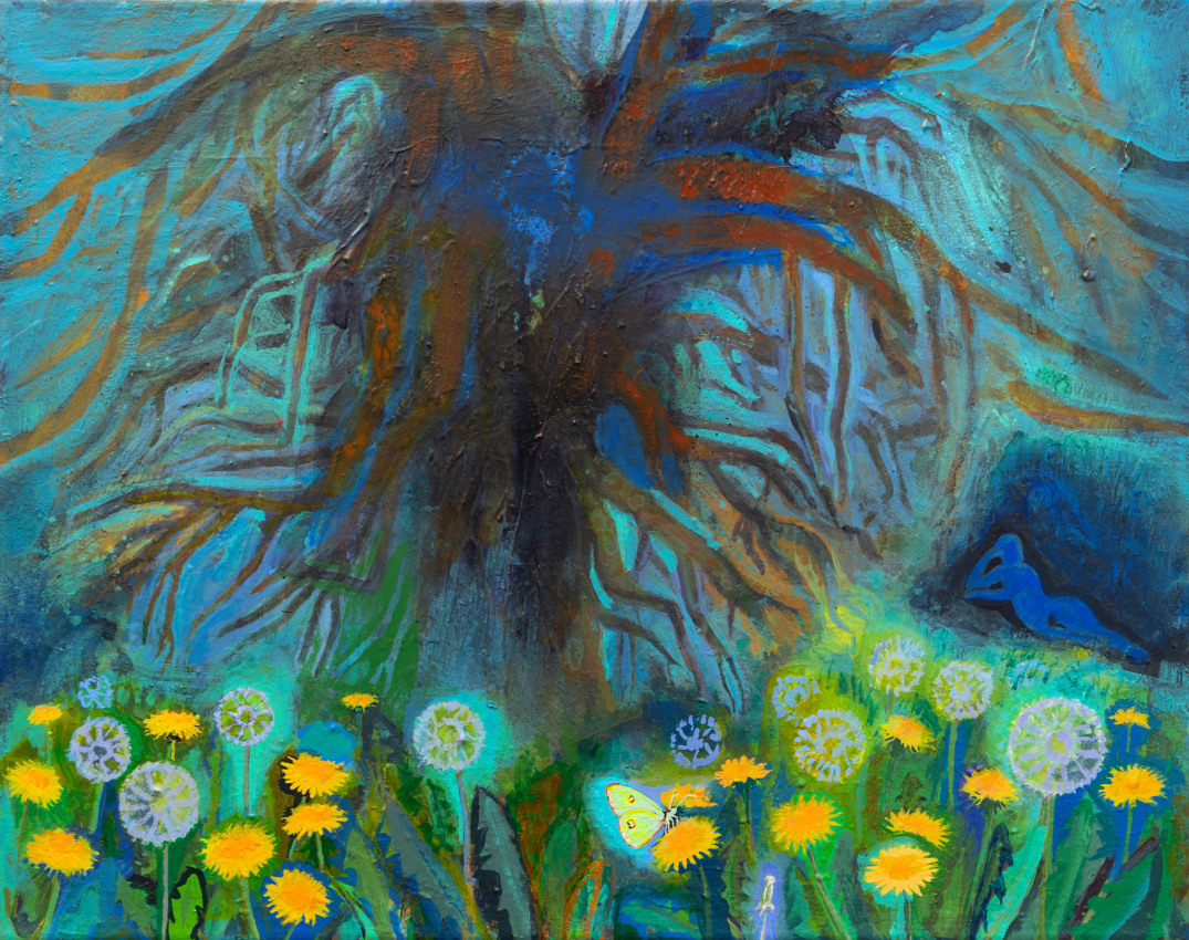 Fantastical landscape inspired by the Greek Goddess Diana and woodland creatures