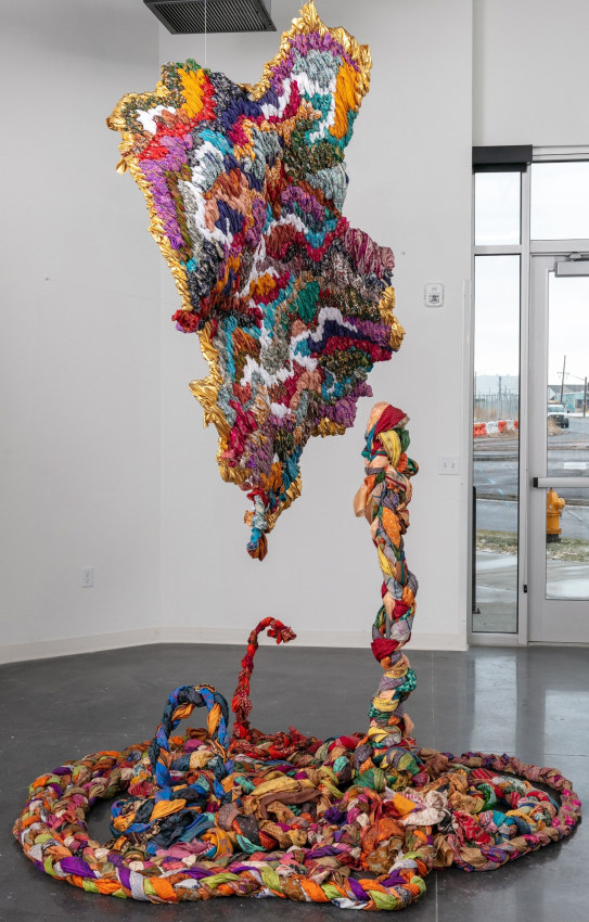 Suchitra Mattai,&nbsp;Tethered,&nbsp;2020,&nbsp;Vintage saris, wire,&nbsp;Dimensions variable&nbsp;