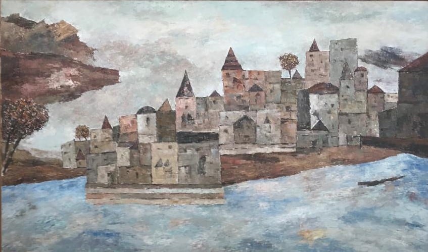 Ram Kumar, Untitled (Benares),&nbsp;Oil on canvas, 2006, 30 x 50 in (76.2 x 127 cm)