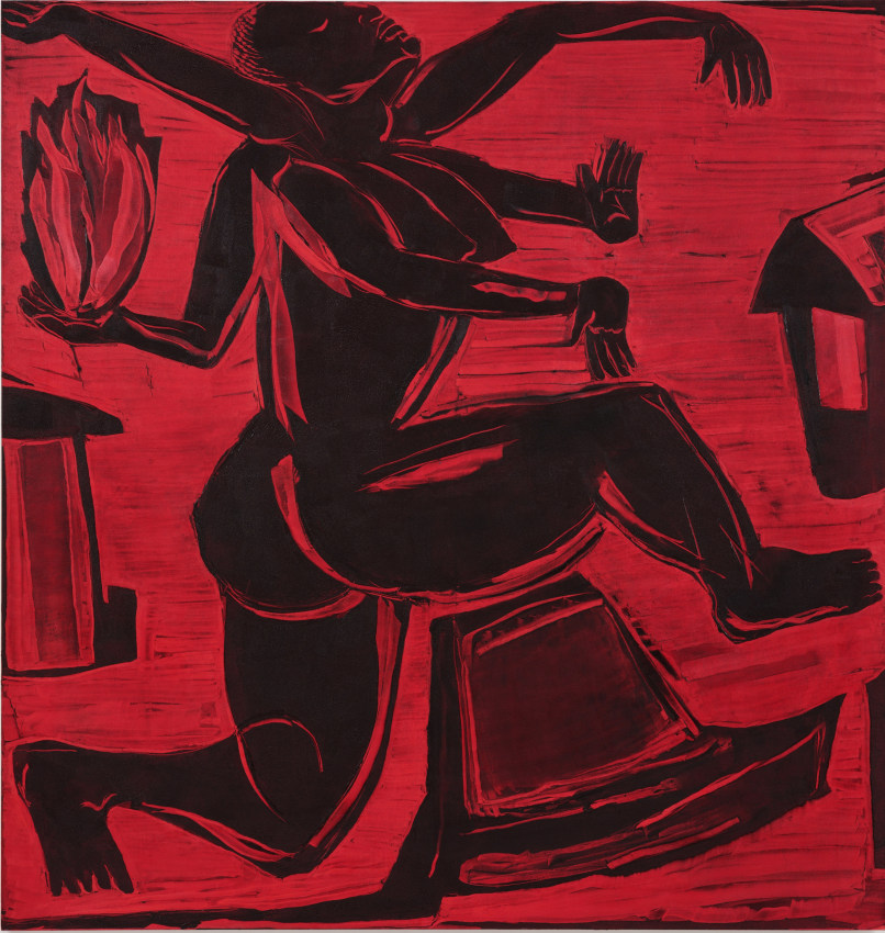 large red figurative painiting