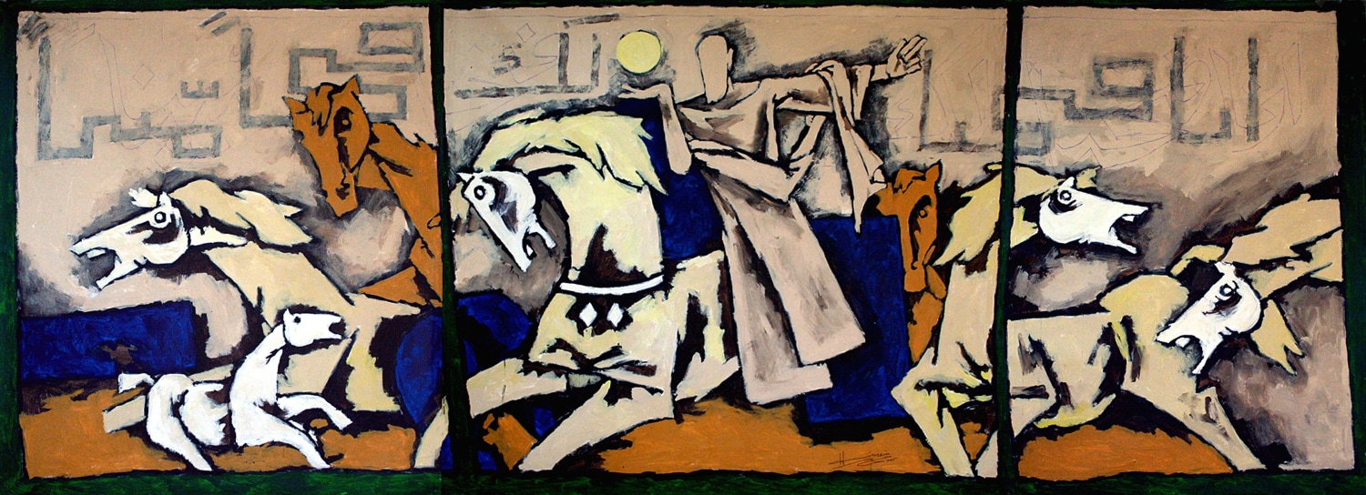 M. F. Husain, Vision XIV,&nbsp;2005,&nbsp;Oil on canvas,&nbsp;68 x 175 in, &nbsp;