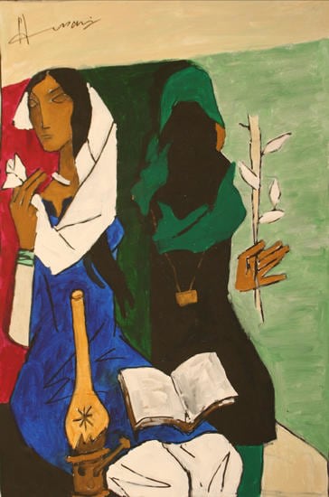 MF Husain Lady and Lamp