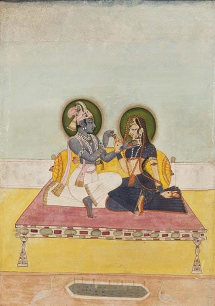 Miniatures KRISHNA AND RADHA EXCHANGING BETEL