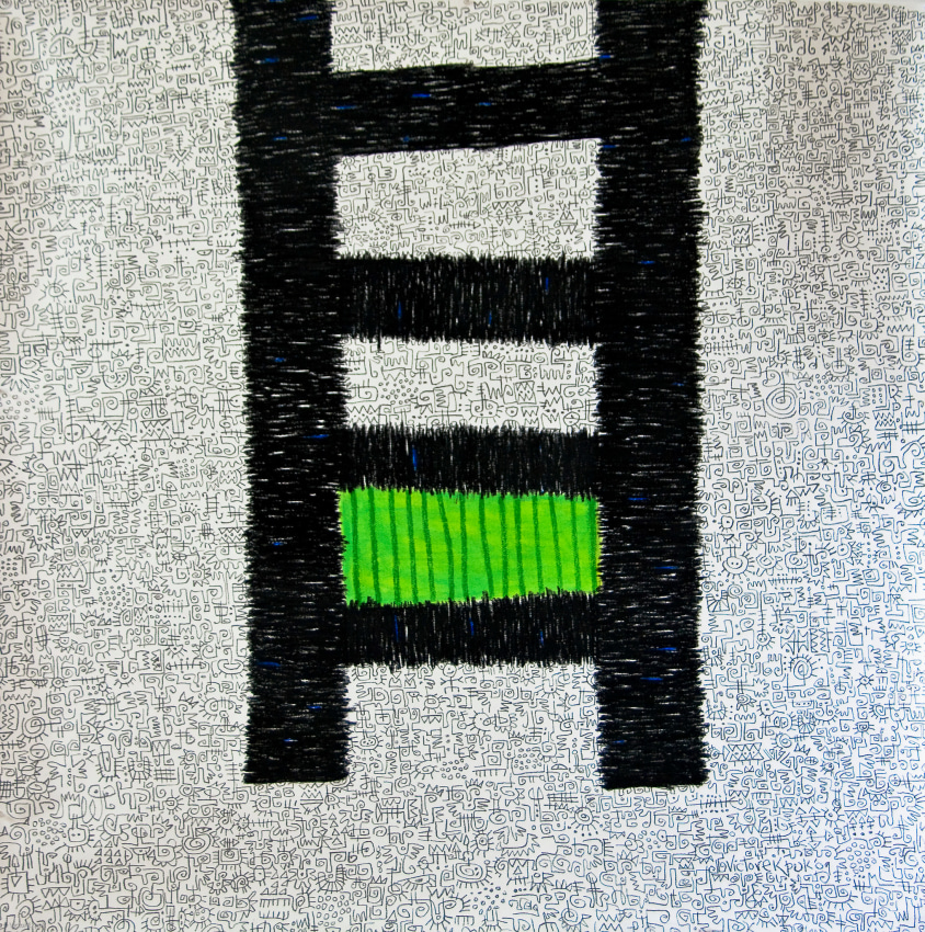 Victor Ekpuk, Composition #5, 2010, Pastel and graphite on paper, 50 x 50 in