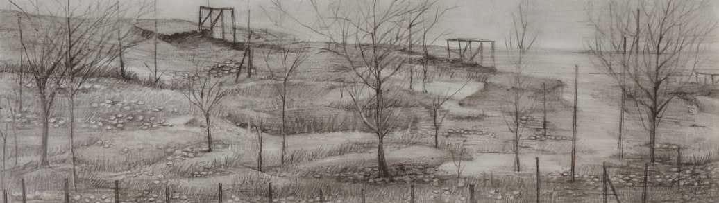 Saba Qizilbash, Pulwama,&nbsp;2019, Graphite and resin on paper, 3 x 10&nbsp;in