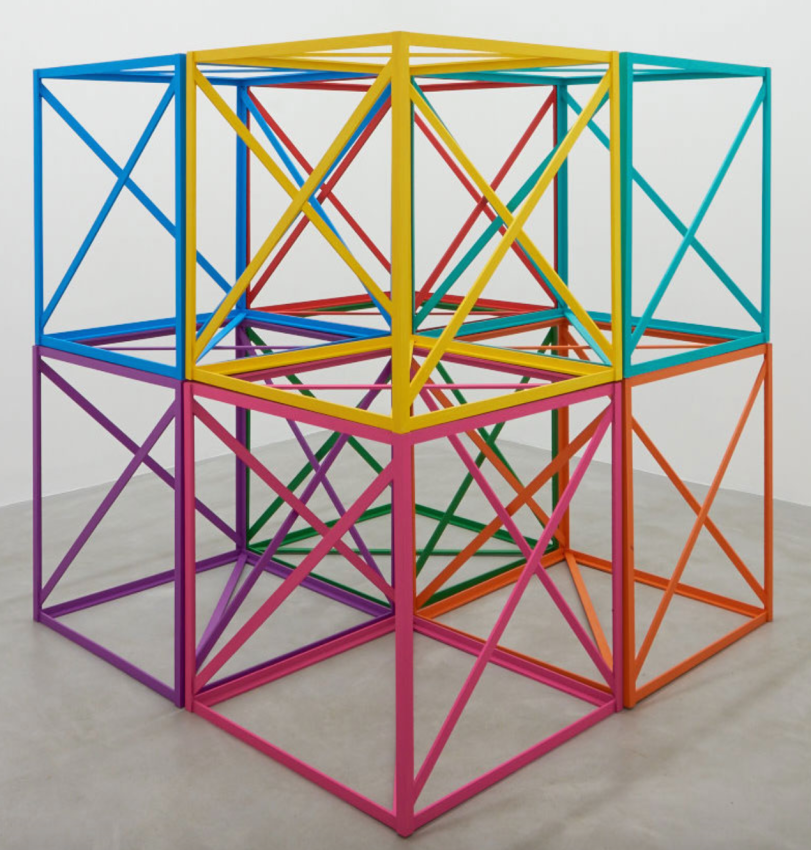 Rasheed Araeen, Eight Colorful Friends,&nbsp;2018, Painted Wood, 48&nbsp;x 48&nbsp;x 48 in
