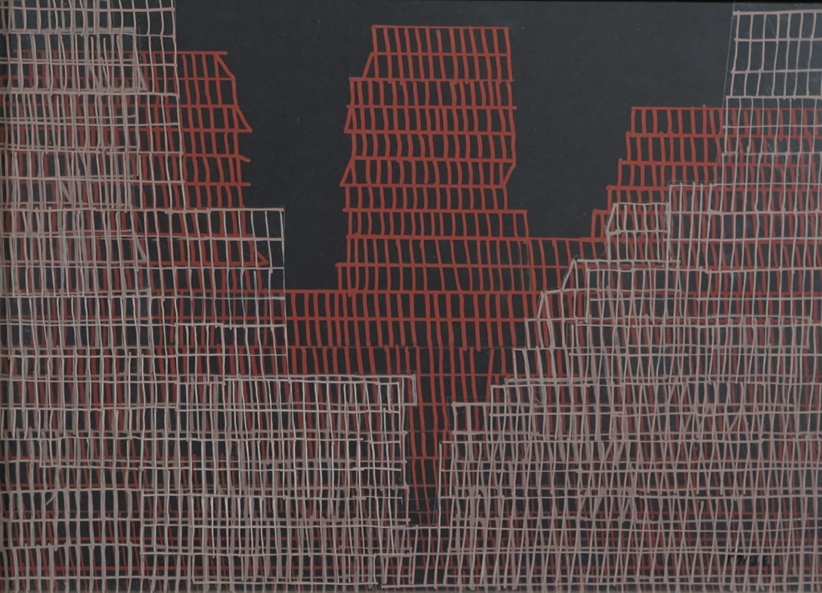 Drawing of a cityscape on film