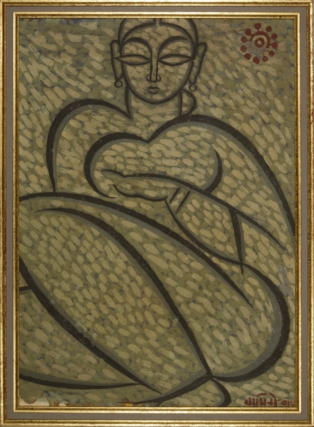 Jamini Roy, Untitled (Woman), Tempera on board, 15.7 x 11.8 in