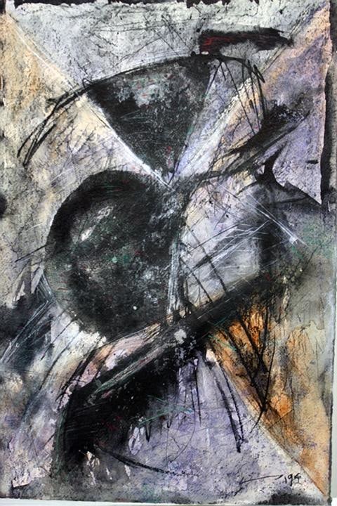 Vijay Shinde UNTITLED (BLACK AND PURPLE ABSTRACTION)