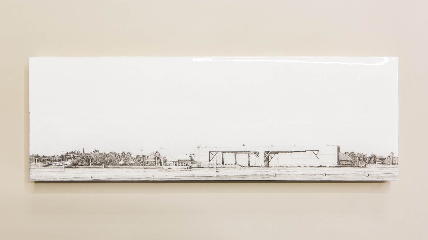 Saba Qizilbash,&nbsp;Landmarks 3,&nbsp;2018​,&nbsp;Graphite and epoxy on paper, mounted on wood,&nbsp;4 x 12 in