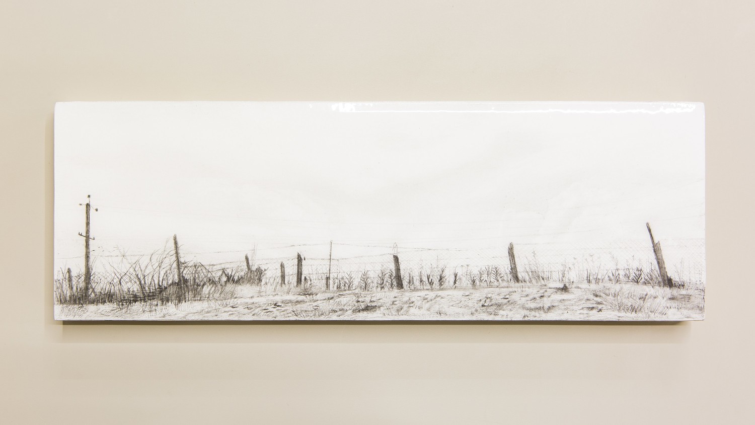 Saba Qizilbash,&nbsp;Landmarks 2,&nbsp;2018​,&nbsp;Graphite and epoxy on paper, mounted on wood,&nbsp;4 x 12 in