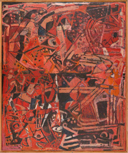 Abstract painting in reds