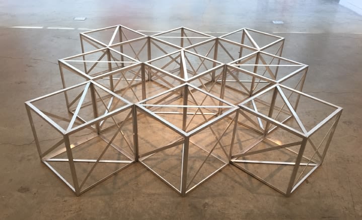 Rasheed Araeen,&nbsp;Chumak Chumak Meri Jaan (Shine Shine My Dear),&nbsp;2018, Aluminum, ​76&nbsp;x 76&nbsp;x 18&nbsp;in