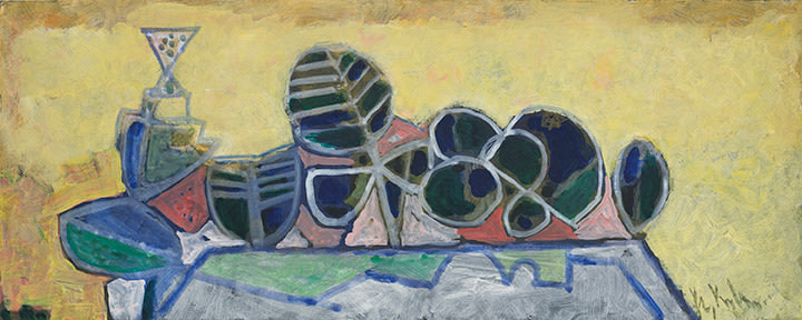 Abstract trees on a yellow background