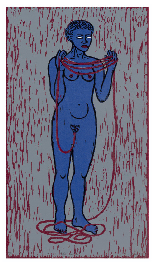 Alison Saar, Cat&rsquo;s Cradle, 2015,&nbsp;Ed. 11/30,&nbsp;Woodcut,&nbsp;23.75 x 13.5 in (60.3 x 34.29 cm)