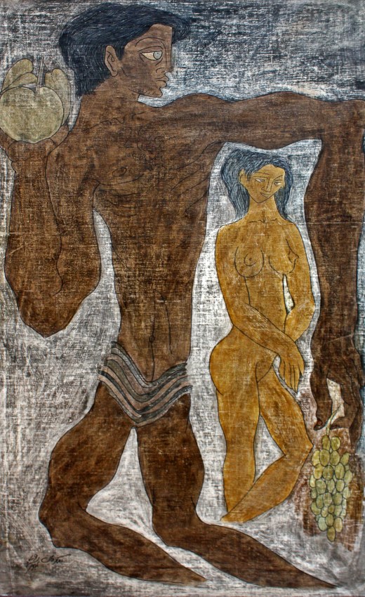 Sadequain,&nbsp;Adam &amp;amp; Eve,&nbsp;1979,&nbsp;52 x 29 in