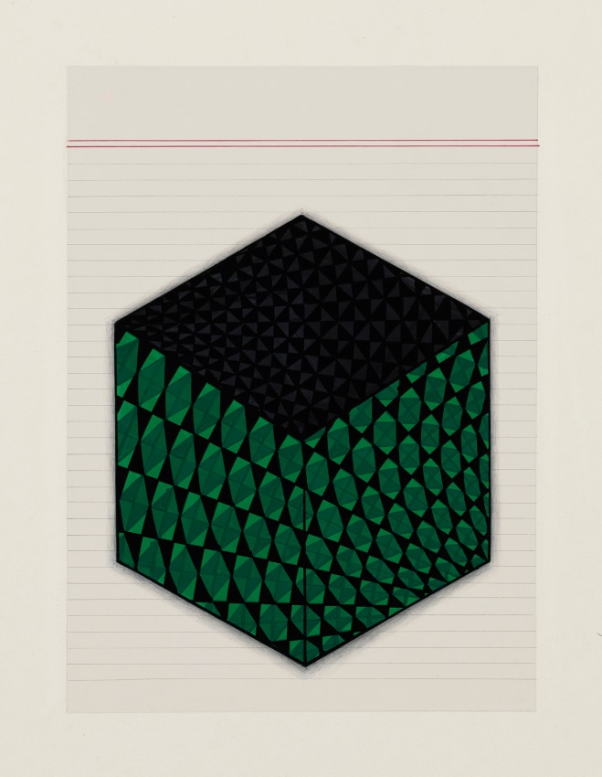 Painting of a hole with a cube vortex on wasli paper