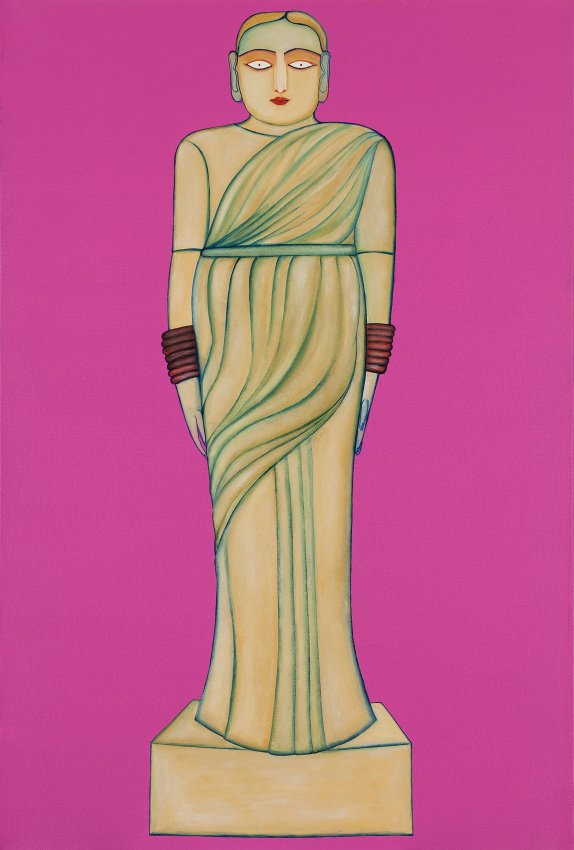 Rekha Rodwittiya,&nbsp;Nayika/Guddiya (Purple),&nbsp;2009,&nbsp;Acrylic and oil on canvas,&nbsp;36 x 24 in