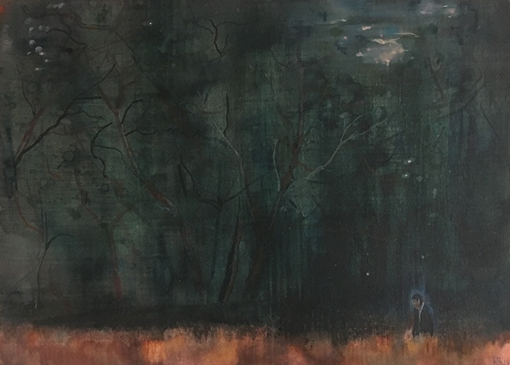 Sujith S.N., Untitled 9, 2018,&nbsp;Watercolor on paper, 10&nbsp;&frac12; x 14&nbsp;&frac12; in (26.7 x 36.8 cm), SNSUJ018