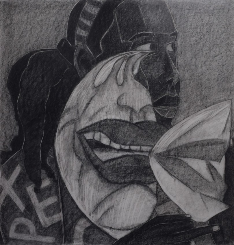 Mequitta Ahuja,&nbsp;aMother, Study,&nbsp;2019, Oil-based charcoal on paper, 25 x 23.5 in