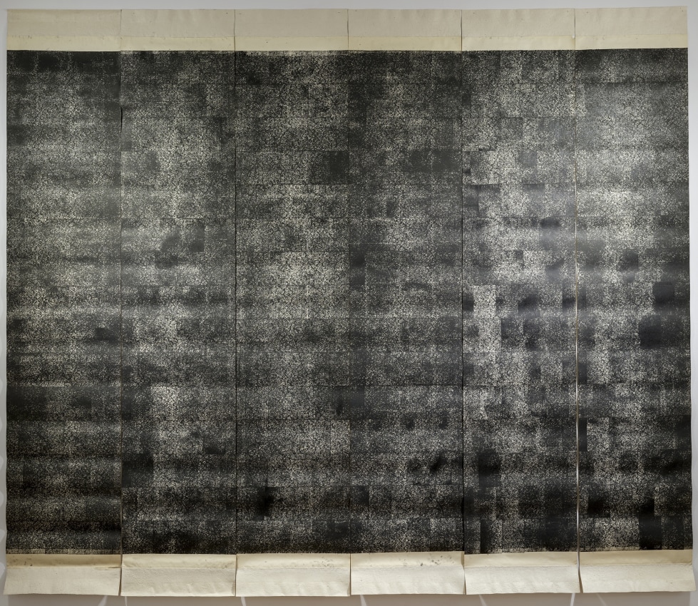 Youdhisthir Maharjan, Anantari Paryatna III: of Infinitie Space, 2011-2012, Etching on paper (created with 7640 passes through the printing press), 150 x 180 in