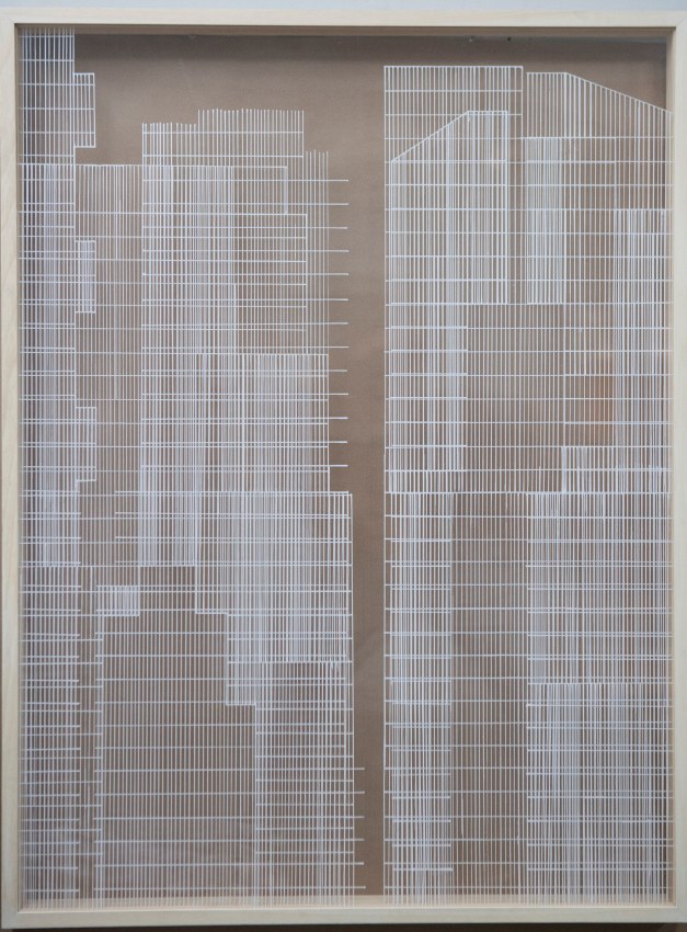 Cityscape on transparent sheet