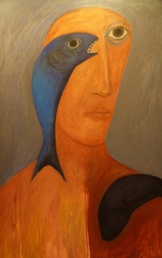 Ahmed Morsi, The Fish&#039;s Eye,&nbsp;2012,&nbsp;Acrylic on canvas,&nbsp;84 x 50 in