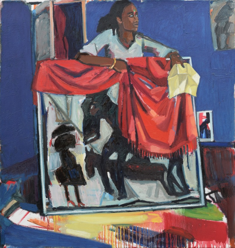 Mequitta Ahuja,&nbsp;Material Support (Study I), 2017, Oil on canvas, 42 x 40 in