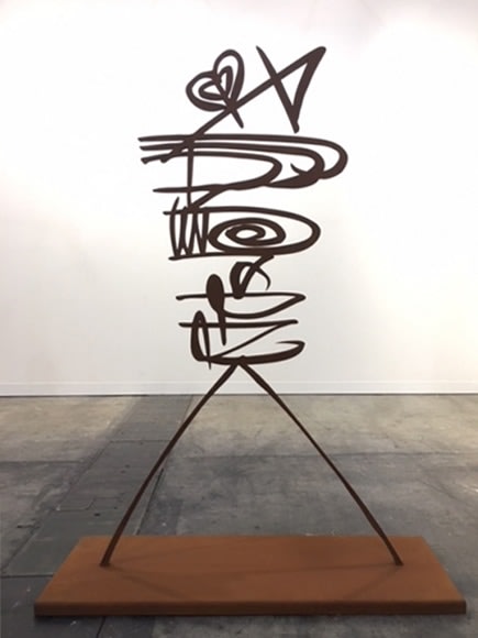 Rachid Koraichi, Les Priants, 2018, Corten steel, 63 x 31.5 x 12 in